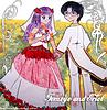 Name of groom: Eriol! They seem like the perfect couple because they tend to be both very cunning and cute in all of CLAMP's work with them in it.
About the costume design/color combination...
Tomoyo is always the sweet and innocent best friend so i decided to make her look more mature...hence, the top exposes a decent amount of skin . i paired it off with wire-like accessories for that clamp-feel and down to the ball skirt, the theme would be Flower though in this case, it's all about the roses instead of the daisies/cherry blossoms, as seen in most of clamp's work. this is also shows that our darling tomoyo is very much like a lady now. ^_^
The person who's supposed to be in the spotlight here is tomoyo, not eriol so i put on a simple coat for him. simple doesn't connote bland so i added a sort-of tail.